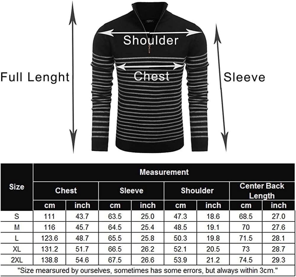 Striped Zip Up Mock Neck Pullover Sweaters (US Only)