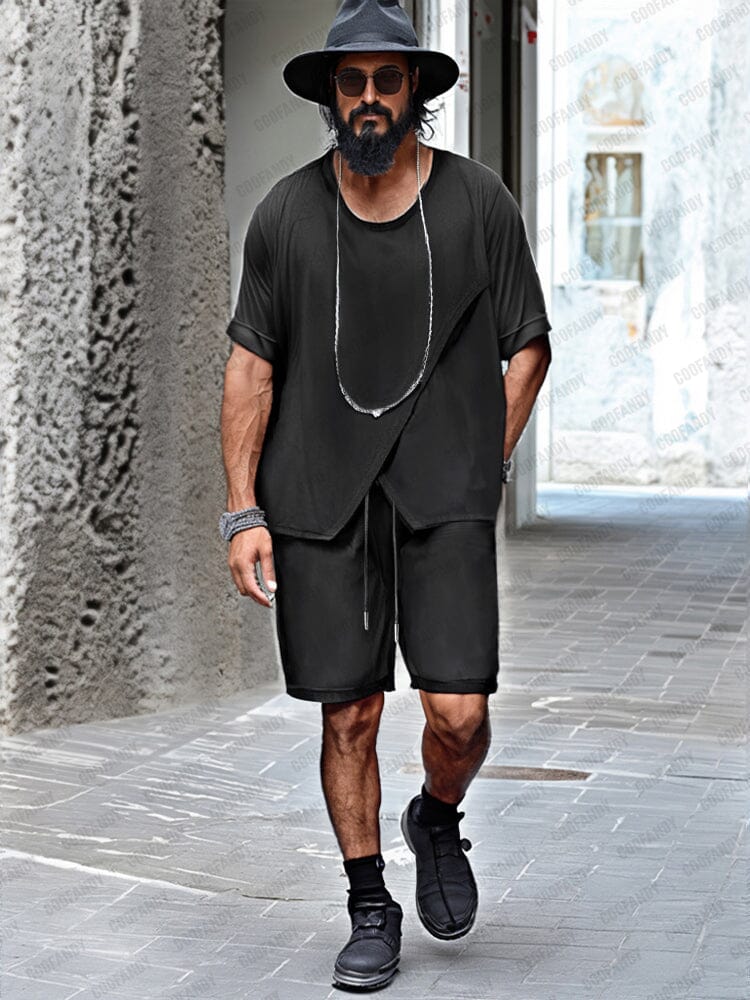 Leisure Asymmetrical Tee Shorts Set