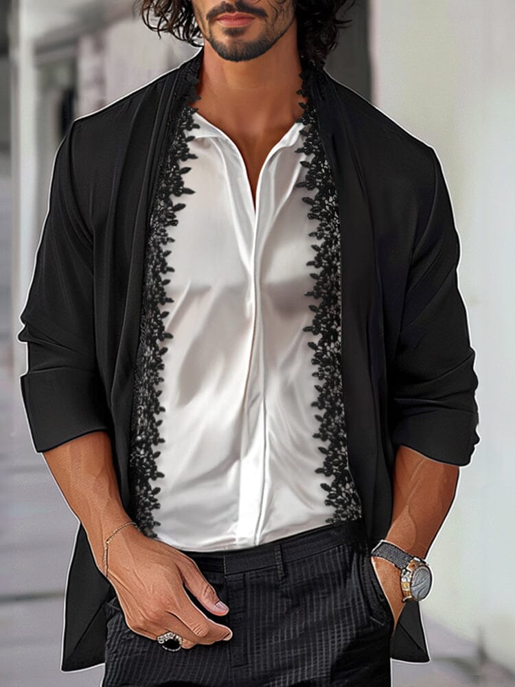 Stylish Lace Placket Detail Blazer
