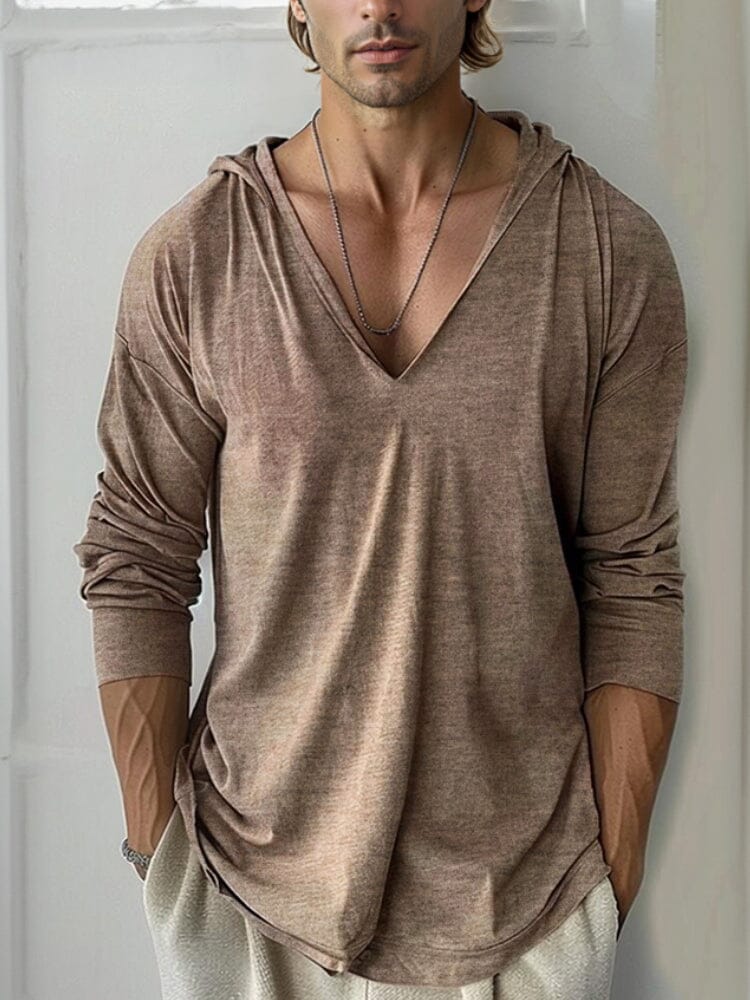 Comfy Hooded V-Neck Top