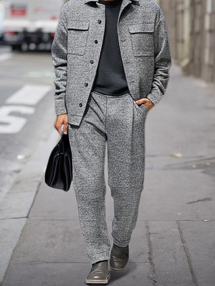 Casual Pockets Jacket Pants Set