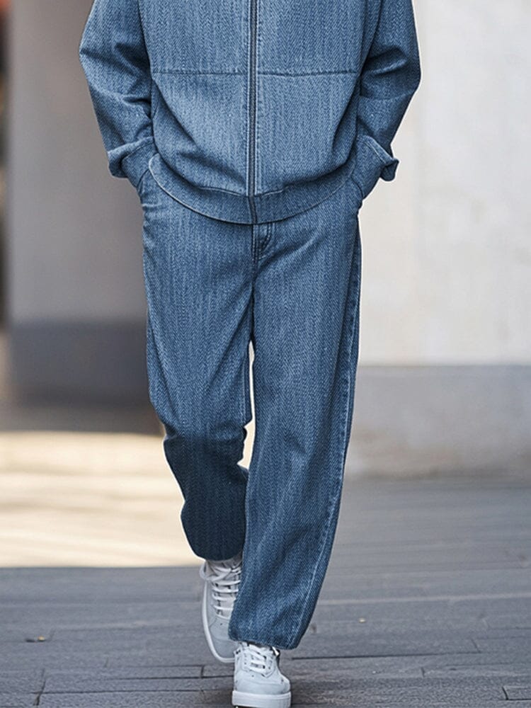 Athleisure Denim Jacket Pants Set
