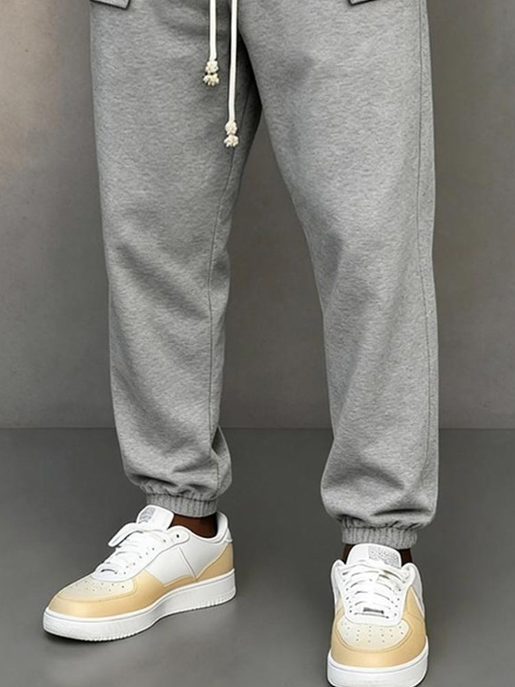 Casual Button Accent Drawstring Sweatpants