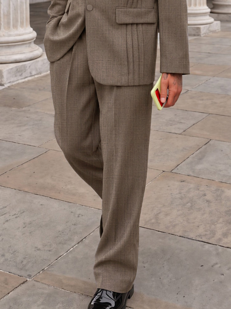 Smart Casual Slub Textured Blazer Pants Set