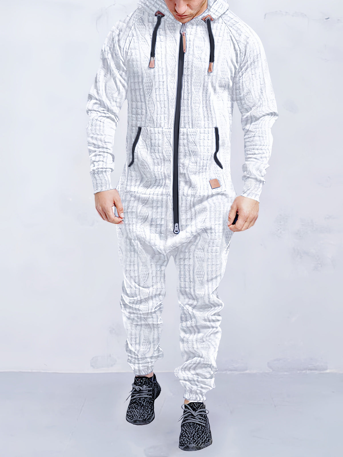 Soft Textured Hooded Jumpsuit
