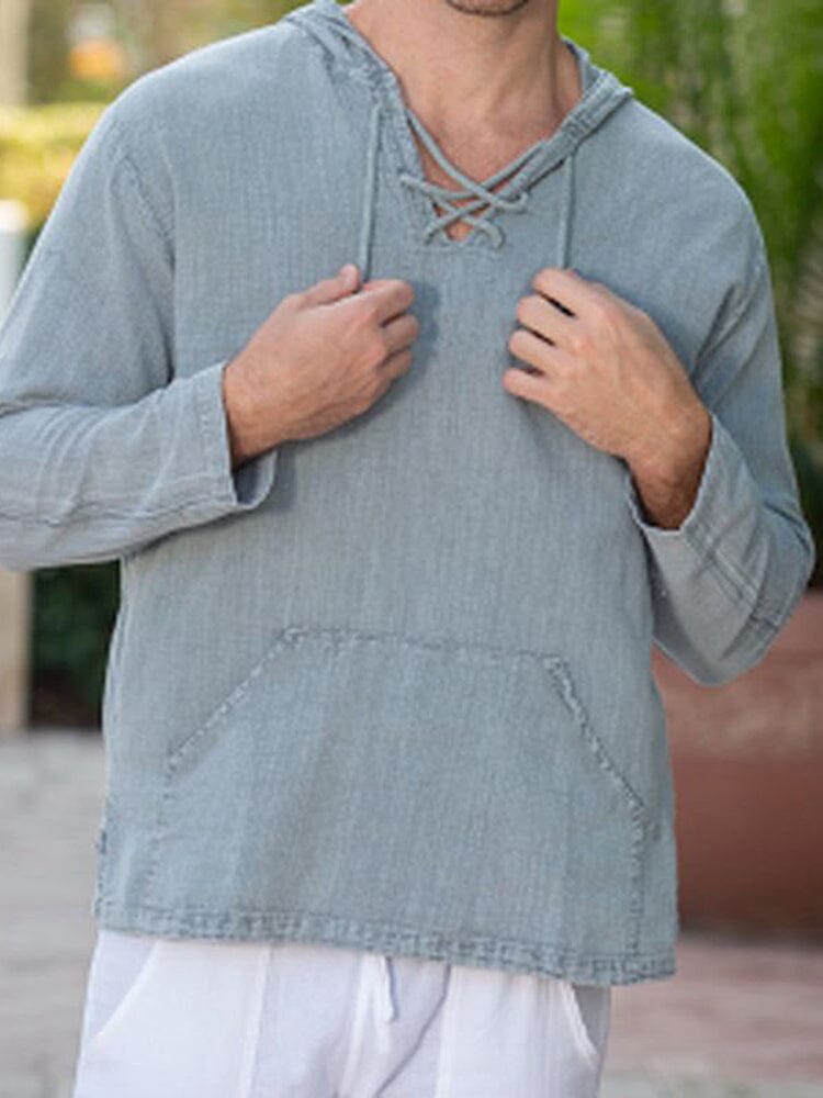 Solid Color Drawstring Top with Pocket