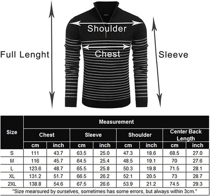 Striped Zip Up Mock Neck Pullover Sweaters (US Only)