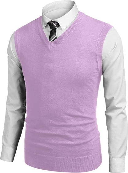 Solid V-Neck Sleeveless Knitted Vest (US Only)