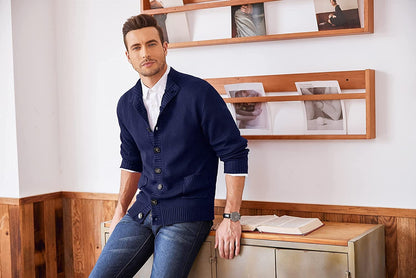 Stand Collar Button Down Knitted Cardigan with Pockets (US Only)