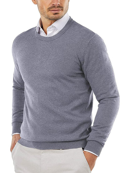 Crew Neck Slim Fit Pullover Knitted Sweater (Live Only)