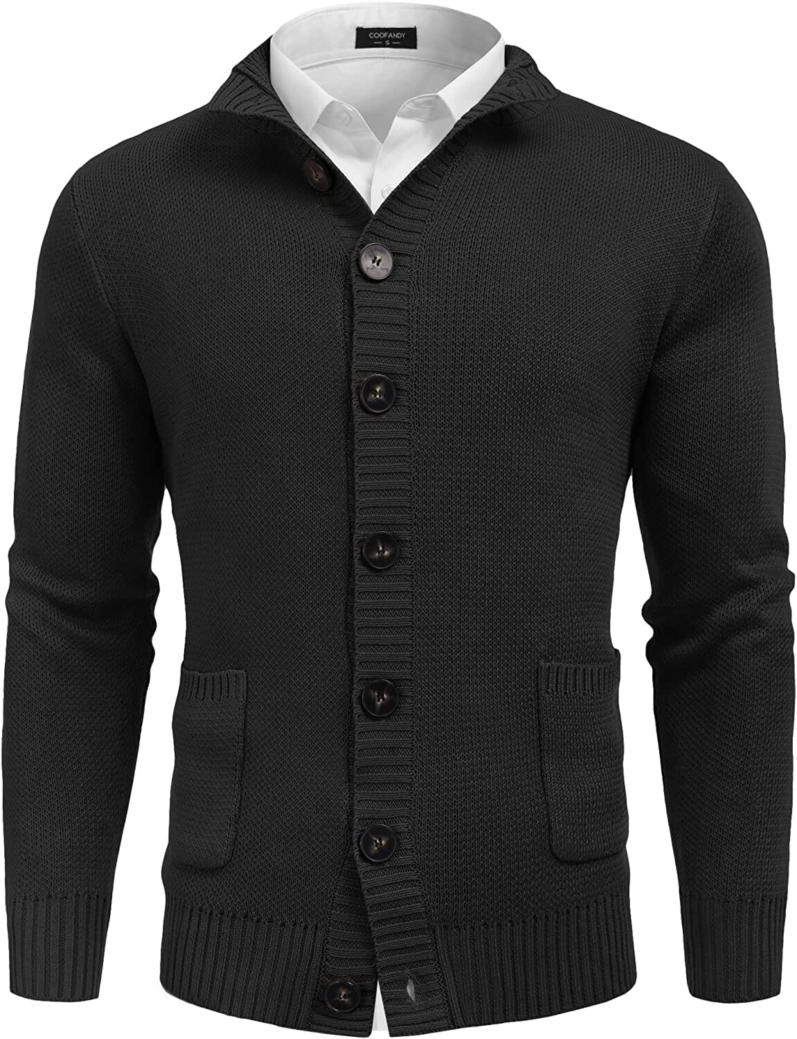 Stand Collar Button Down Knitted Cardigan with Pockets (US Only)