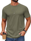 Cotton Blend Crew Neck Short Sleeve Basic T-Shirt (US Only)