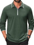 Cotton Quarter Zip Long Sleeve Polo Shirt (US Only)