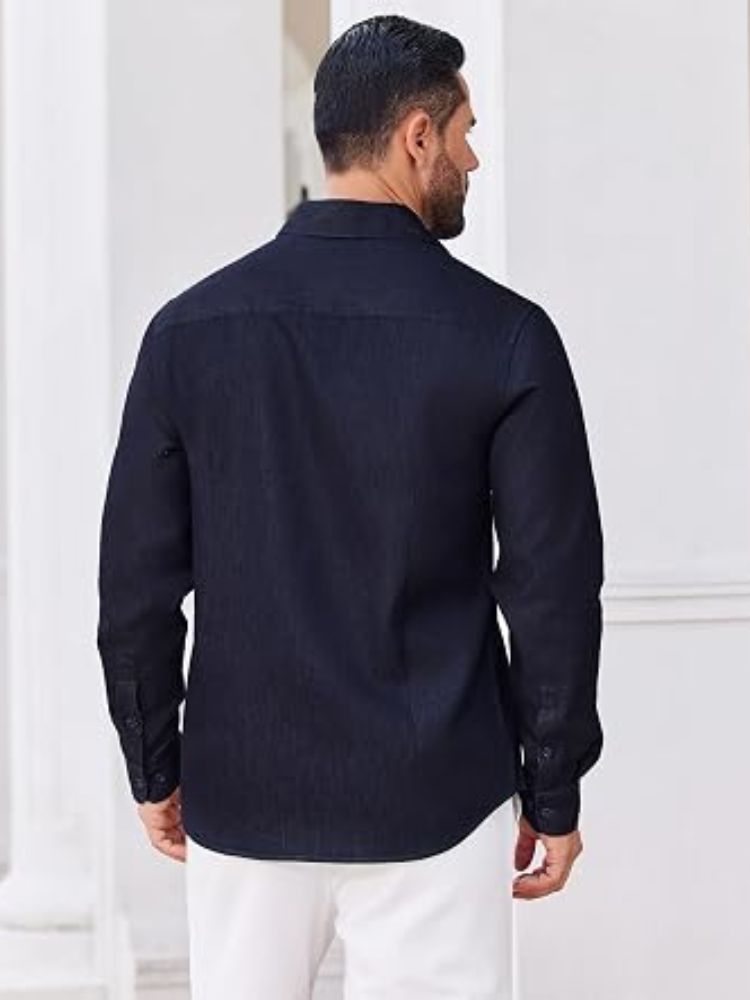 Casual Long Sleeve Button Down Denim Shirt (US Only)