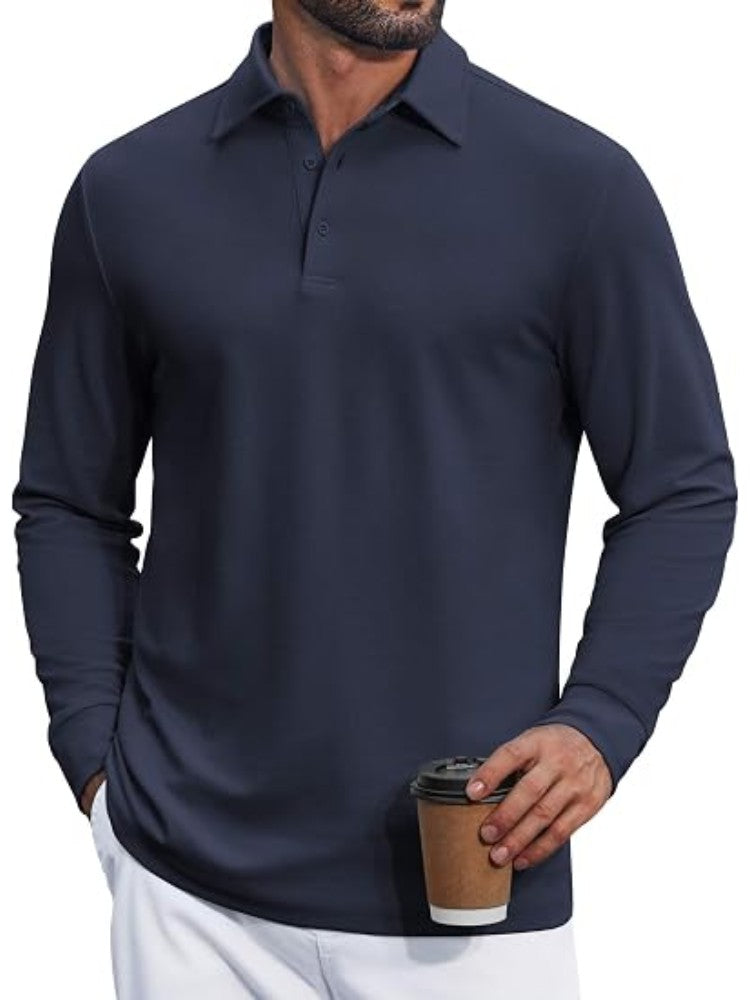 Cotton Pique Long Sleeve Classic Polo Shirt (US Only)