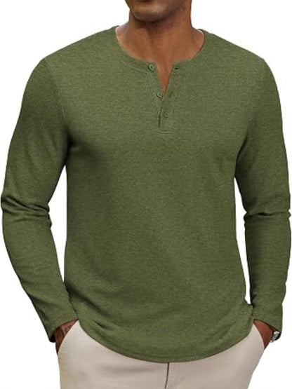 Midweight Henley Button Placket Casual Shirt (US Only)