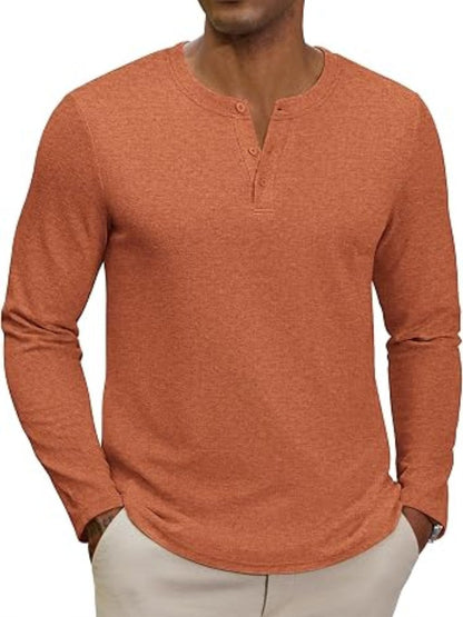 Midweight Henley Button Placket Casual Shirt (US Only)