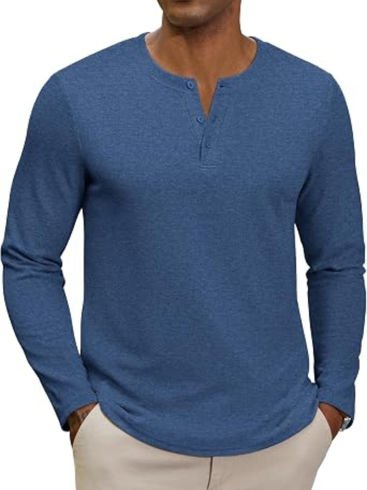 Midweight Henley Button Placket Casual Shirt (US Only)