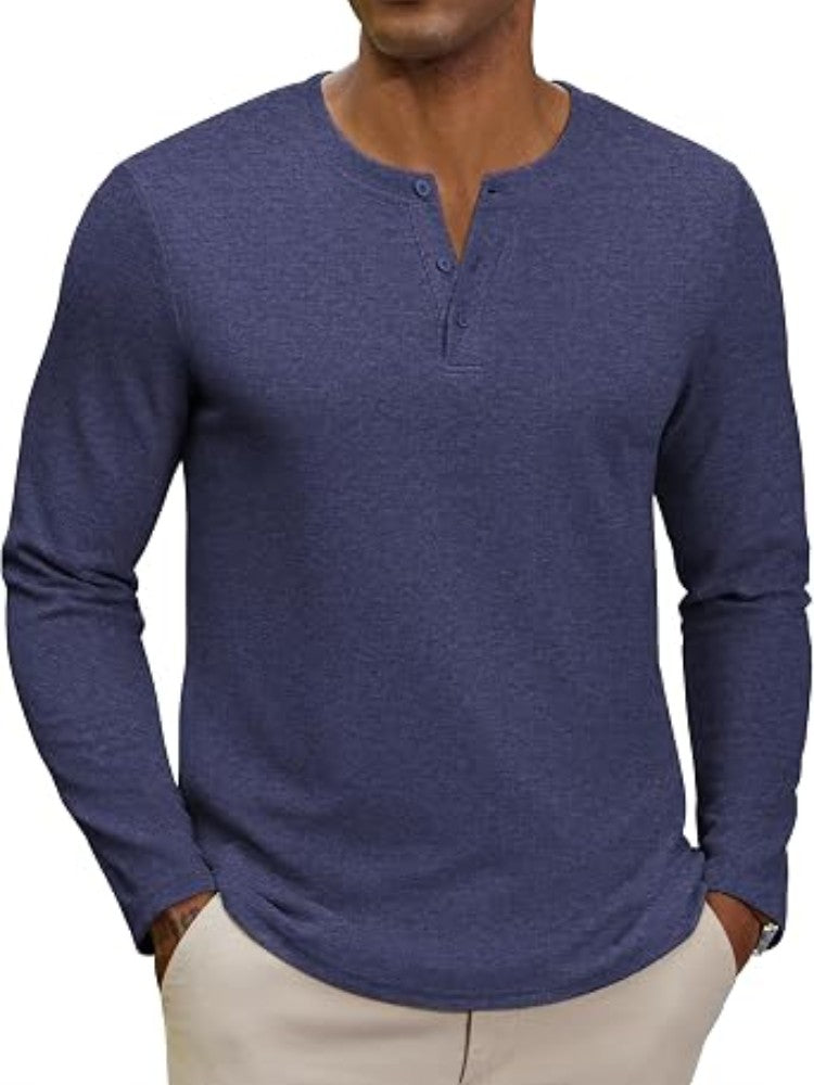 Midweight Henley Button Placket Casual Shirt (US Only)