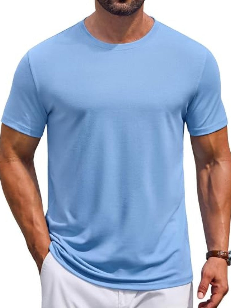 Casual Crew Neck Short Sleeve Basic T-Shirt (US Only)