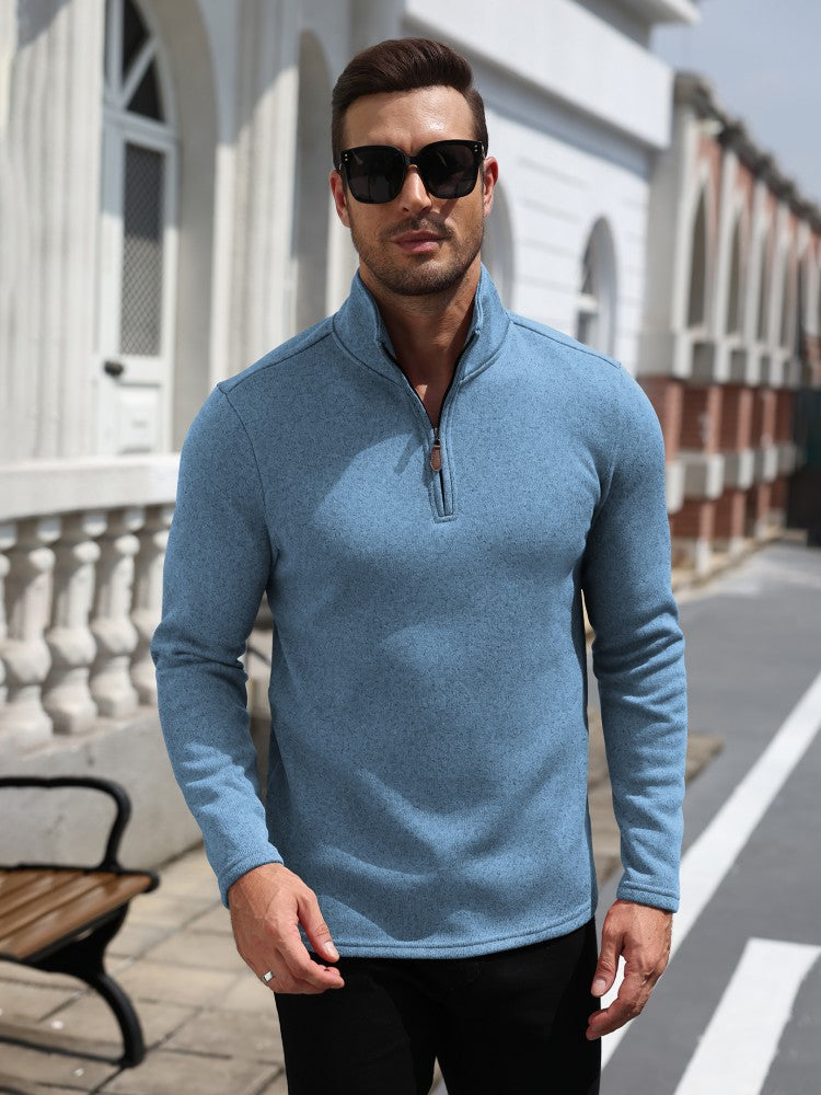 Quarter Zip Knit Fleece Pullover Sweater (US Only)