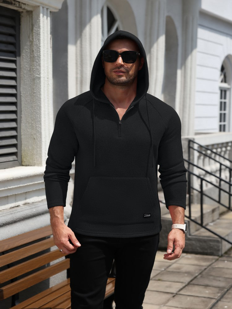 Lightweight Quarter Zip Hoodie with Kangaroo Pocket (US Only)