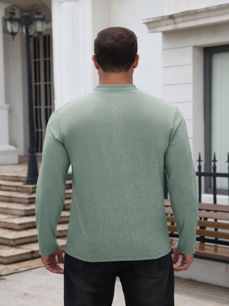 Men's Long Sleeve Button Henley Shirt (US Only)