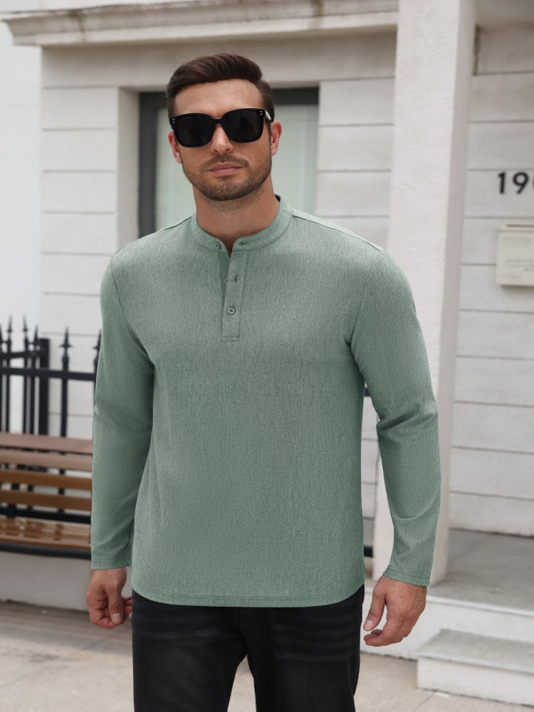 Men's Long Sleeve Button Henley Shirt (US Only)