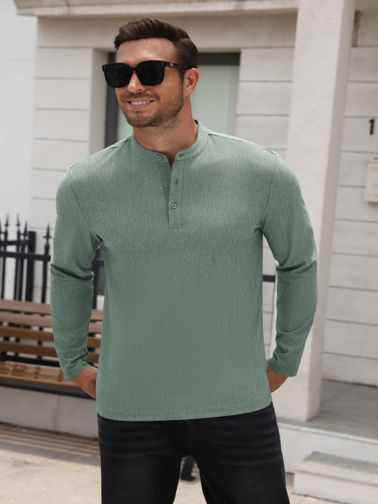 Men's Long Sleeve Button Henley Shirt (US Only)