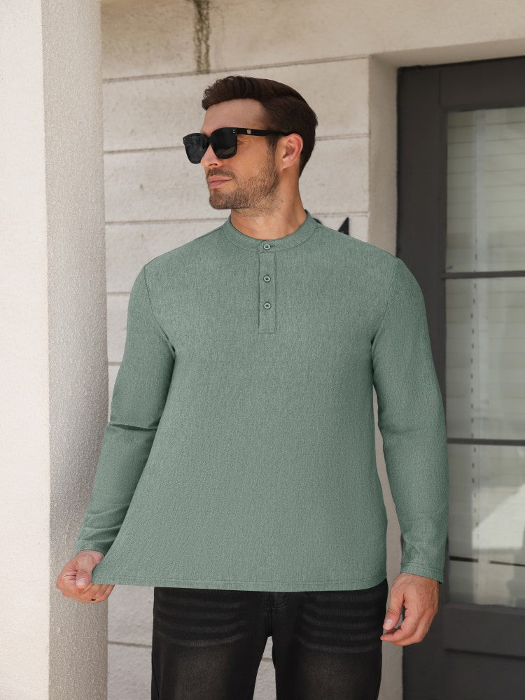Men's Long Sleeve Button Henley Shirt (US Only)