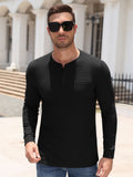 Waffle Knit Long Sleeve Henley Shirt with Pocket (US Only)