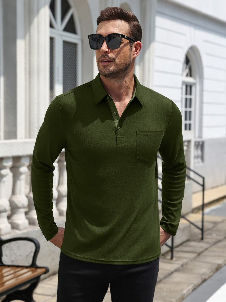 Basic Lightweight Dry Fit Long Sleeve Polo Shirt (US Only)