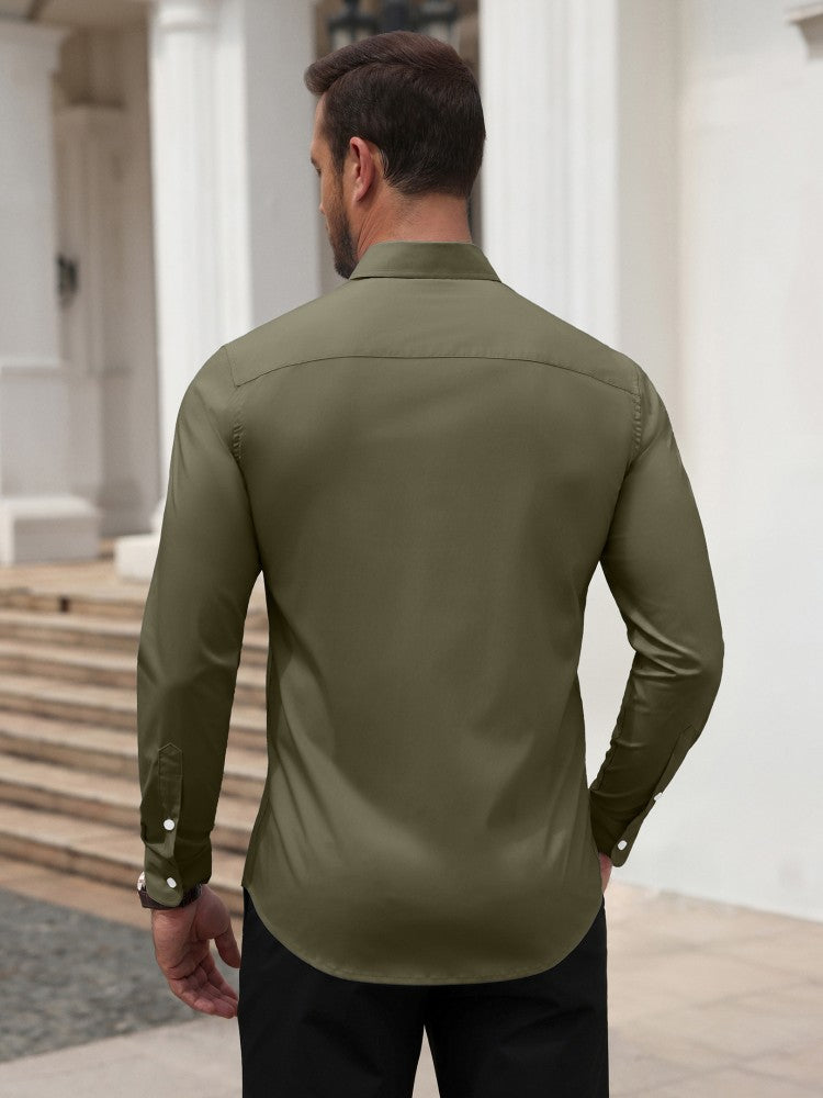 Wrinkle Free Slim Fit Long Sleeve Dress Shirt (US Only)