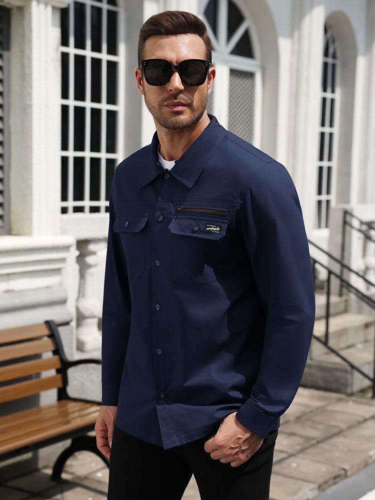 Detachable Hooded Cargo Shacket Button Down Jacket (US Only)