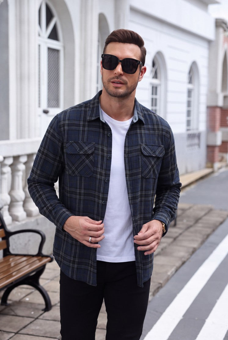 Lightweight Plaid Flannel Button Down Shirt Jacket (US Only)