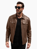 Lightweight Faux Leather Motorcycle Trucker Jacket (US Only)