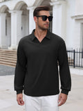 Lightweight Ribbed Knit V Neck Polo Sweater (US Only)