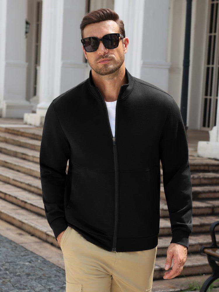 Lightweight Full Zip Stand Collar Knit Jacket (US Only)