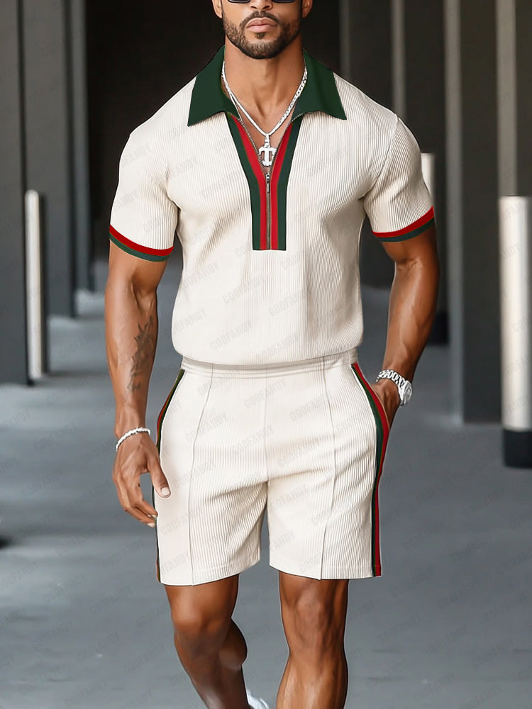 Elegant Stripe Textured Matching Set