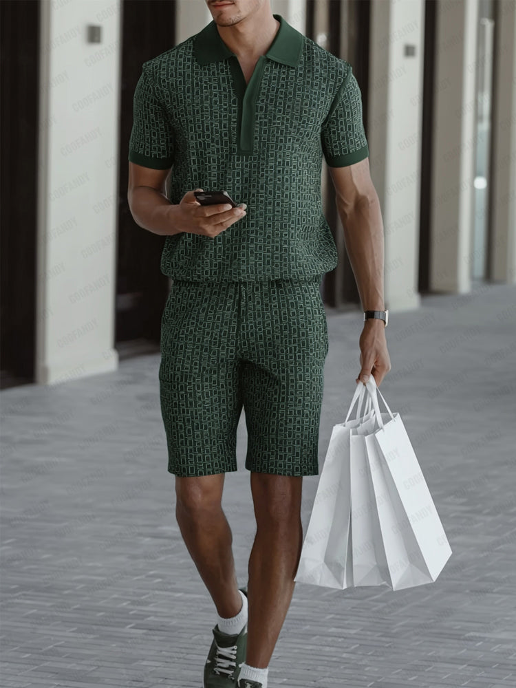 Effortless Chic Printed Shirt Shorts Set