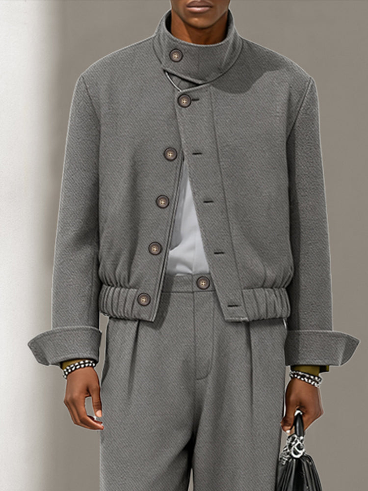 Urban Casual Tweed Jacket Pants Set