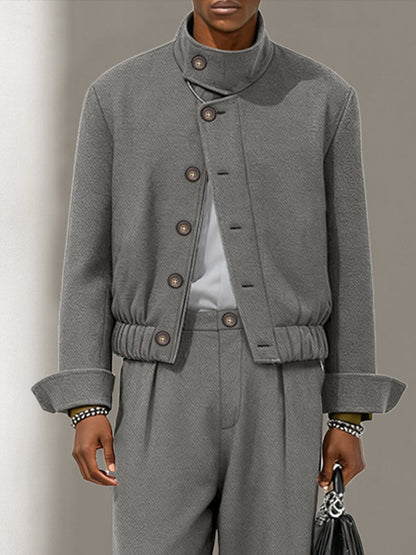 Urban Casual Tweed Jacket Pants Set