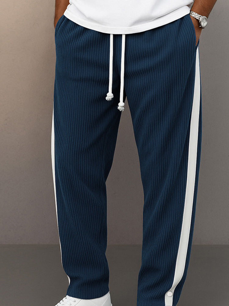 Casual Side Stripe Drawstring Tapered Pants