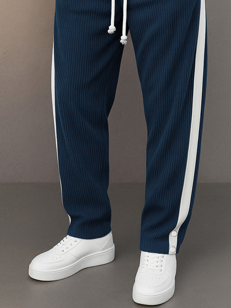 Casual Side Stripe Drawstring Tapered Pants