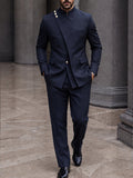 Sharp Tailored Mandarin Collar Blazer Set