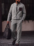 Casual Vintage Houndstooth Jacket Pants Set