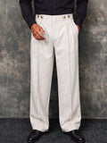 Smart Casual Wide Leg Pants with with Double Button Detail
