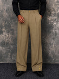 Modern Wide Leg Pants with Button Cuff Detail