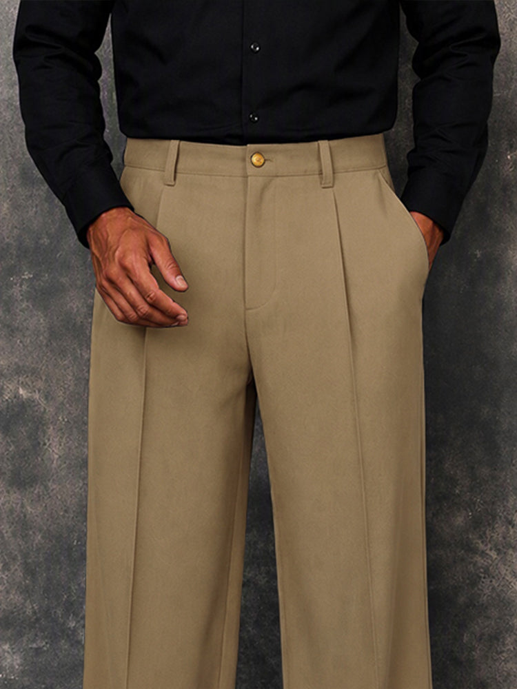 Modern Wide Leg Pants with Button Cuff Detail
