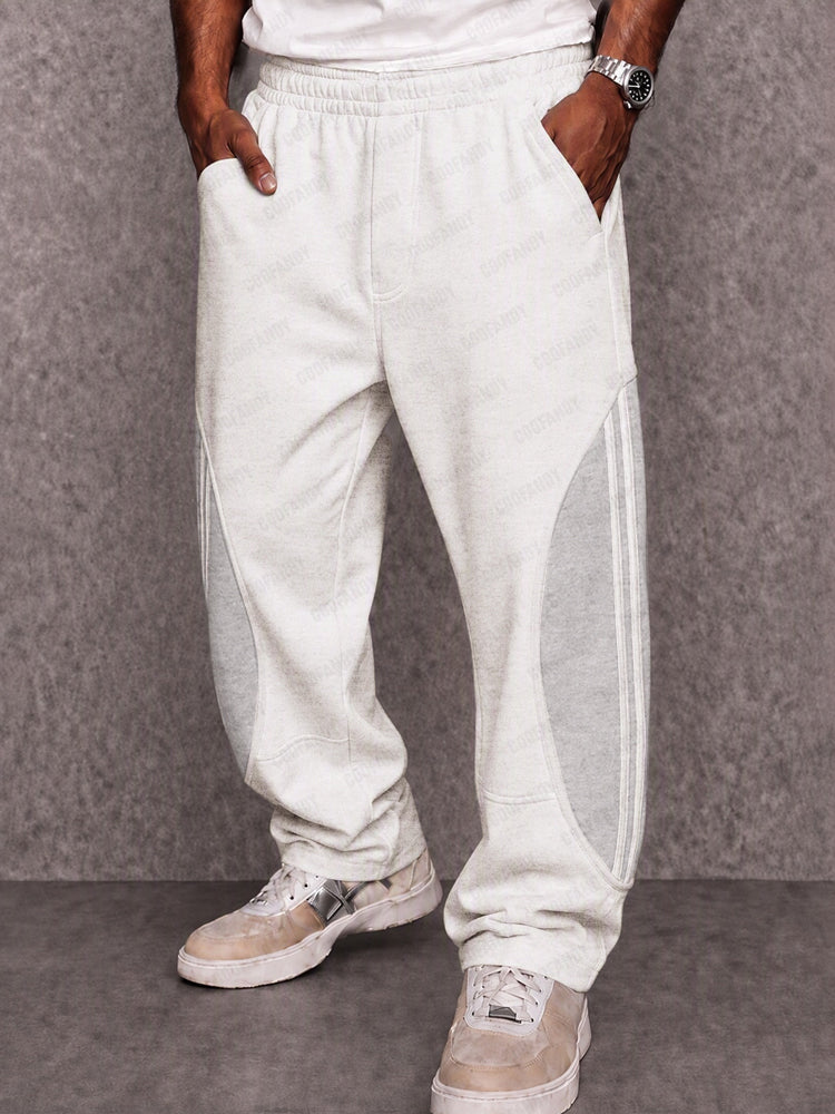 Casual Striped Patchwork Drawstring Pants